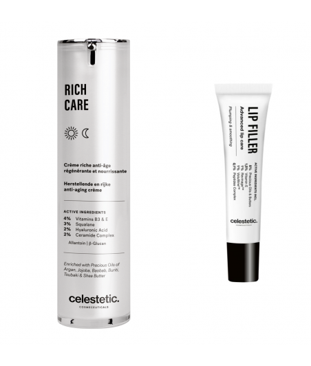 ZESTAW Krem odżywczy 50 ml RICH CARE + Balsam do ust 15 ml LIP FILLER - Celestetic.